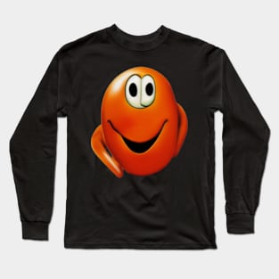 Orange Funny Smiley Long Sleeve T-Shirt